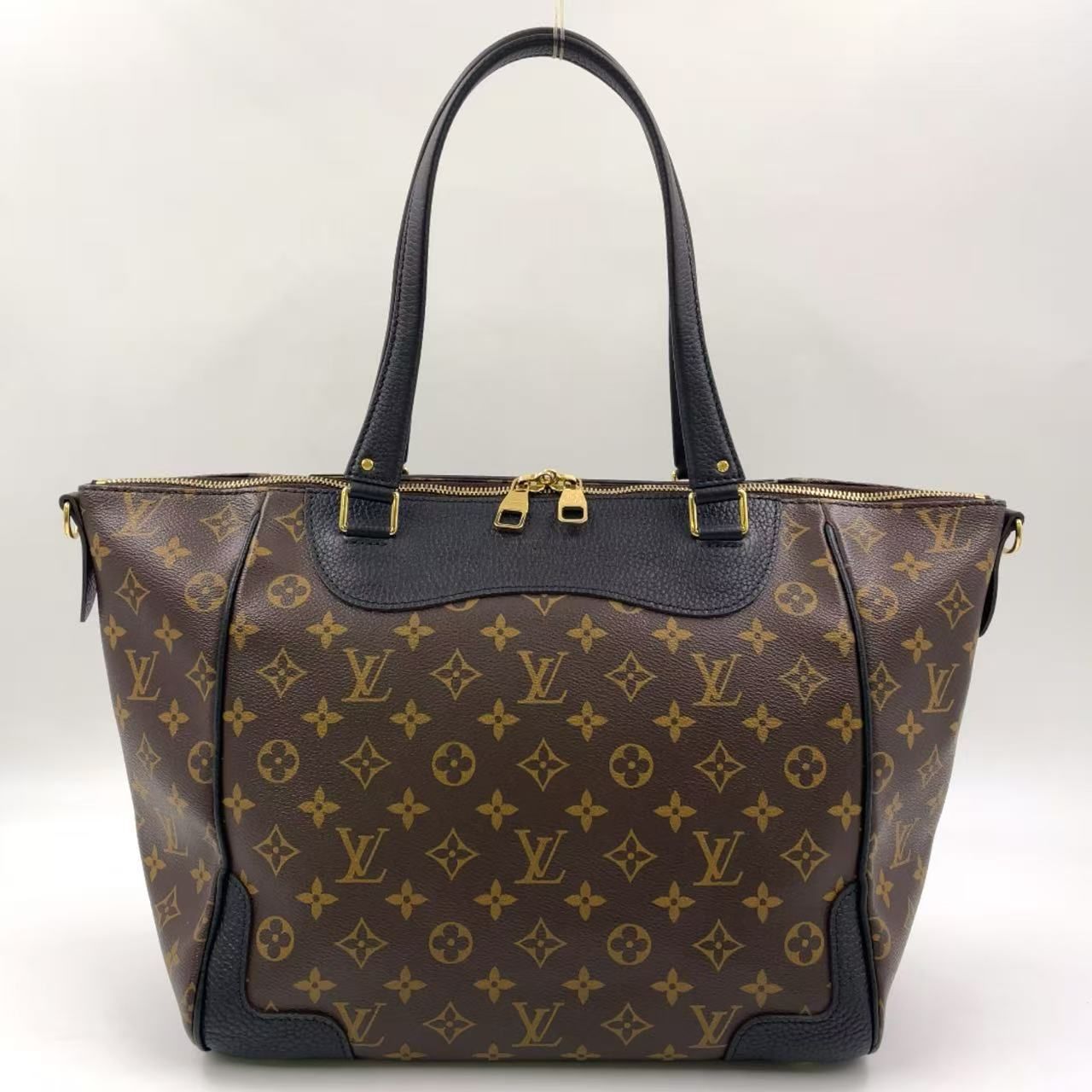 LOUIS VUITTON エストレーラ モノグラム モノグラム ショルダーストラップ付属なし レザー×PVC ブラウン×ブラック トートバッグ ゴールド M51192
