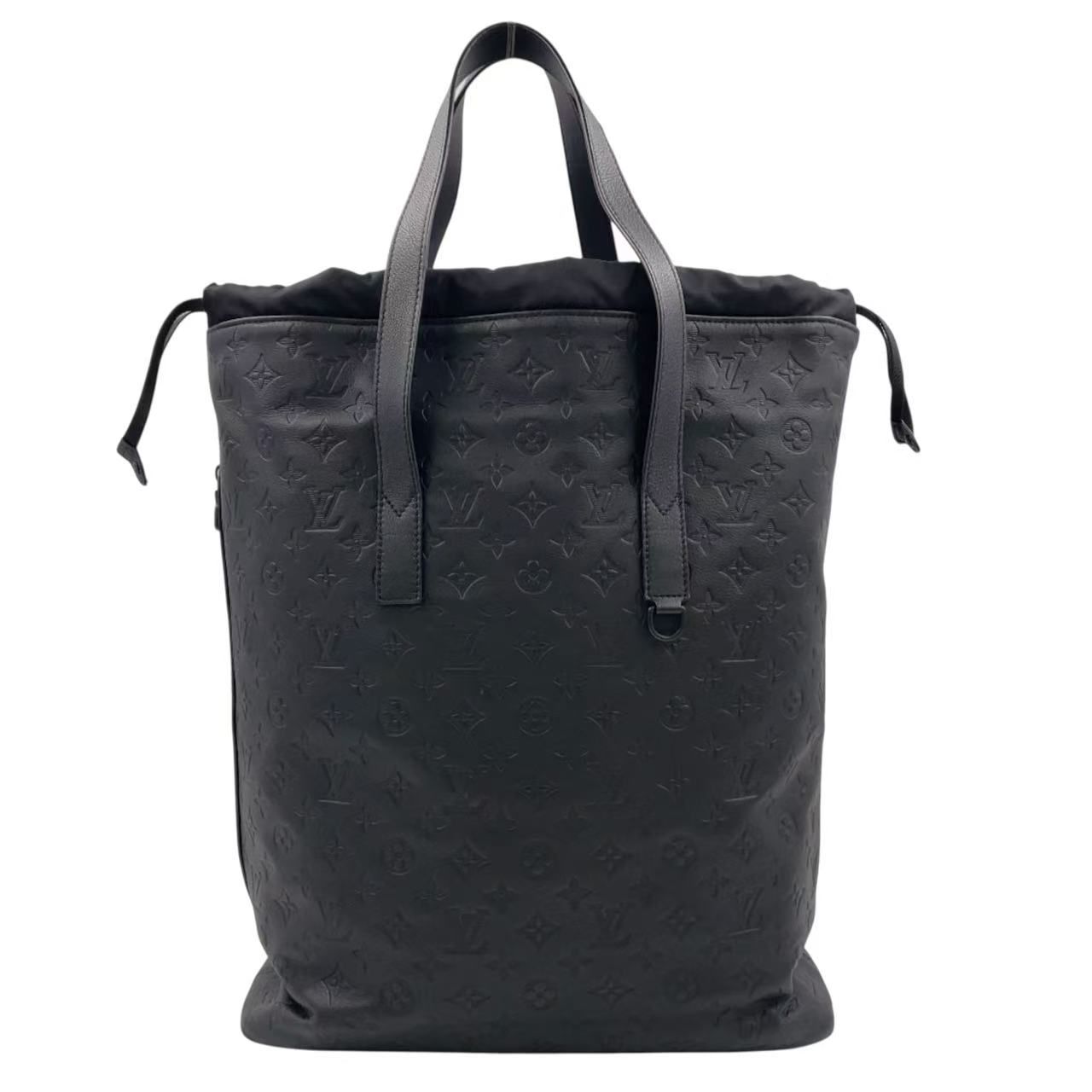 LOUIS VUITTON モノグラム ヘルメット 巾着 RFID対応 レザー ブラック トートバッグ ブラック M46554