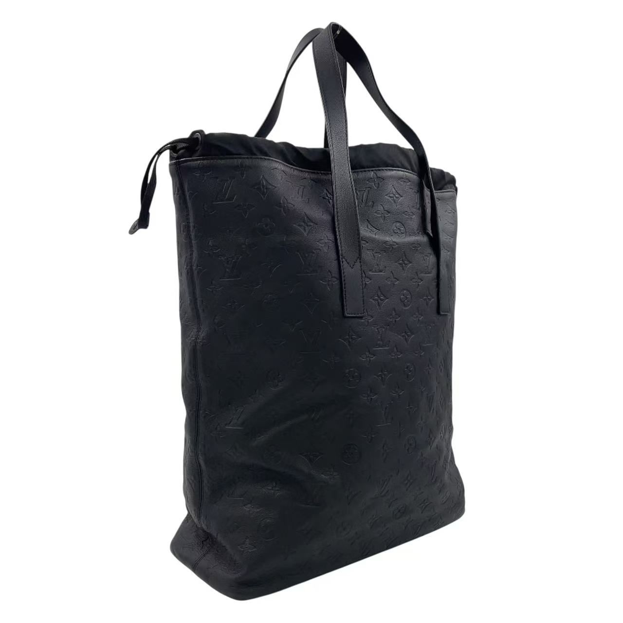 LOUIS VUITTON モノグラム ヘルメット 巾着 RFID対応 レザー ブラック トートバッグ ブラック M46554