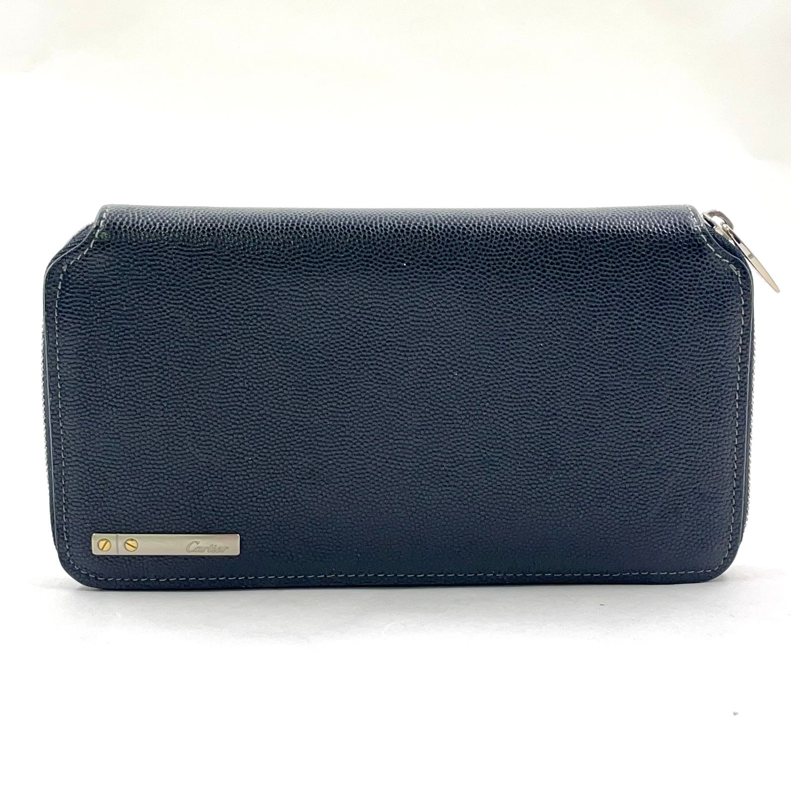 Cartier サントスドゥカルティエ ラウンド長財布 レザー ブラック 財布