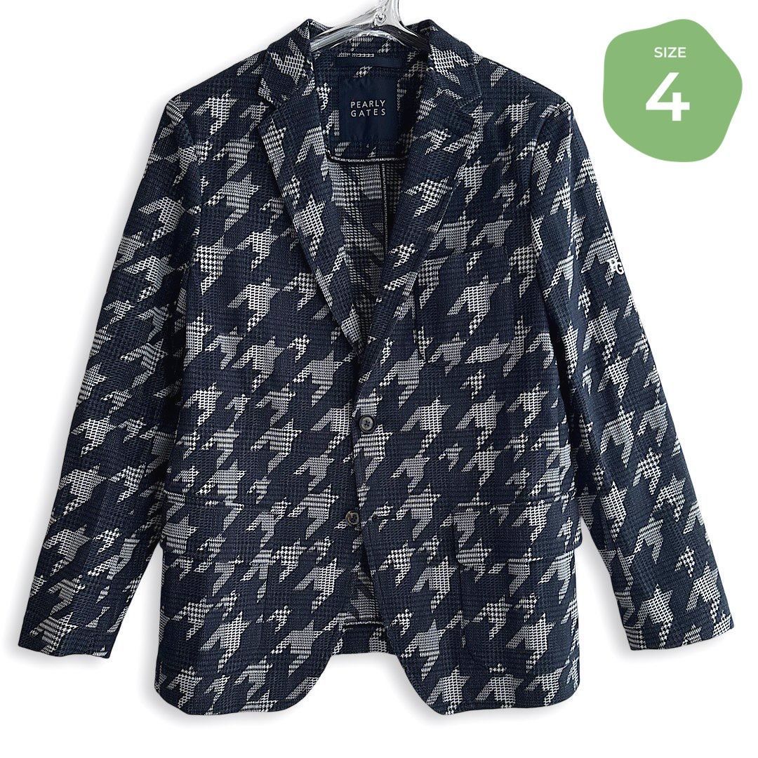 529 PEARLY GATES パーリーゲイツ 定価64 900円 メンズ ジャケット 千鳥格子×グレンチェック ゴルフウェア 紺 ネイビー サイズ4 Mサイズ