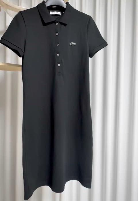 ラコステ スリムフィット ピケ ミニ ONE PIECE ブラック 34