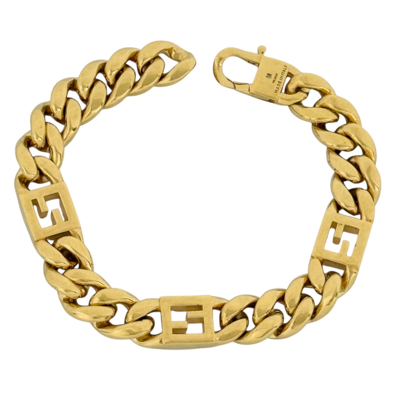 フェンディ メンズ FF チェーン リンク ブレスレット 喜平 M 18 5 cm