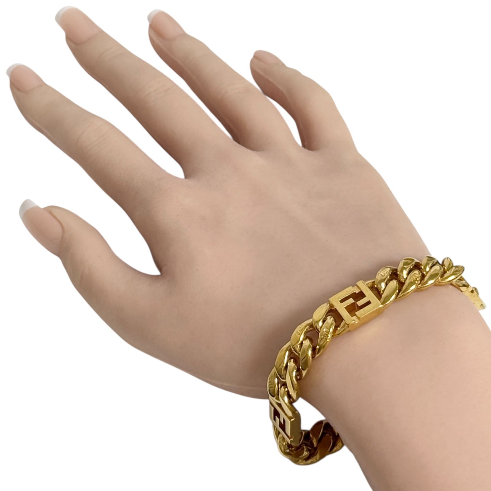  フェンディ メンズ FF チェーン リンク ブレスレット 喜平 M 18 5 cm ブレスレット アクセサリー