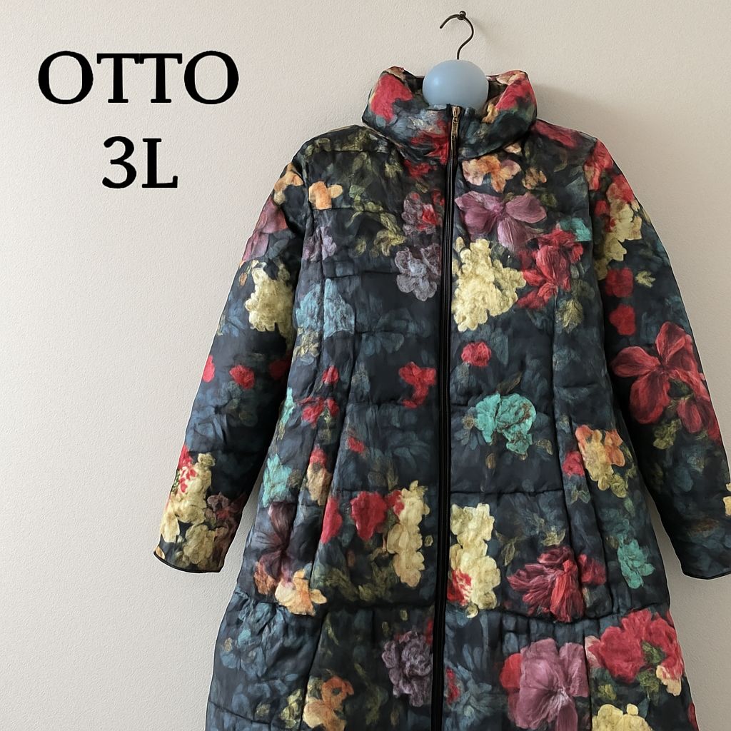 OTTO オットー 3L 大きいサイズ 希少 花柄 ダウンコート ロングコート