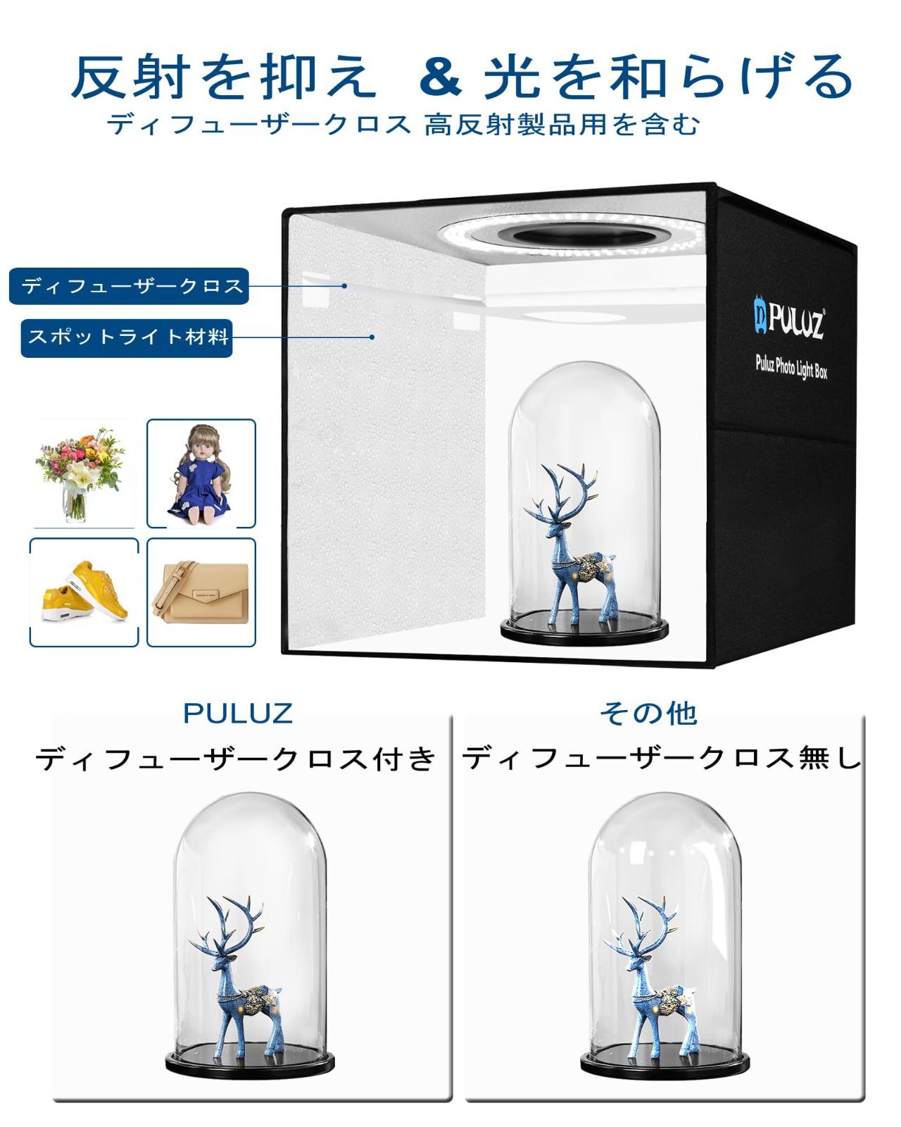 50cm撮影ボックス ポータブル簡易スタジ商品撮影用