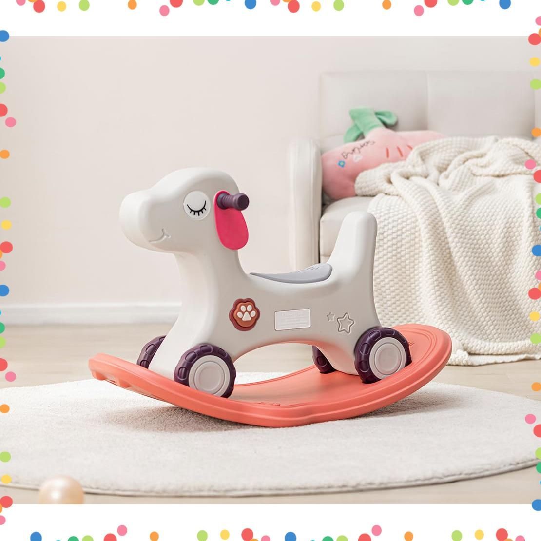 在庫 わんちゃんの木馬 1-5歳子ども 乗り物おもちゃ 足蹴り車兼用 グレー