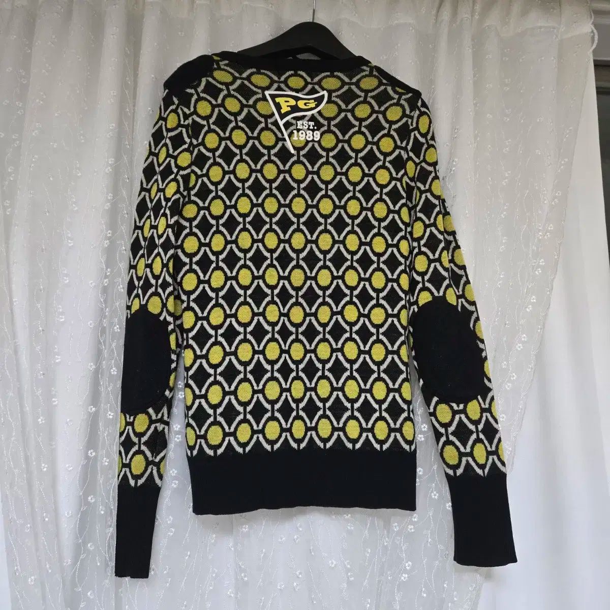 パーリーゲイツ パータン ニット ブラック イェロー