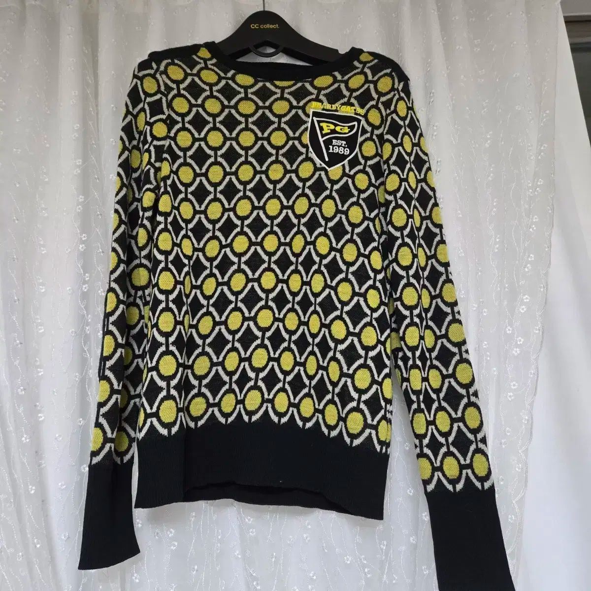 パーリーゲイツ パータン ニット ブラック イェロー