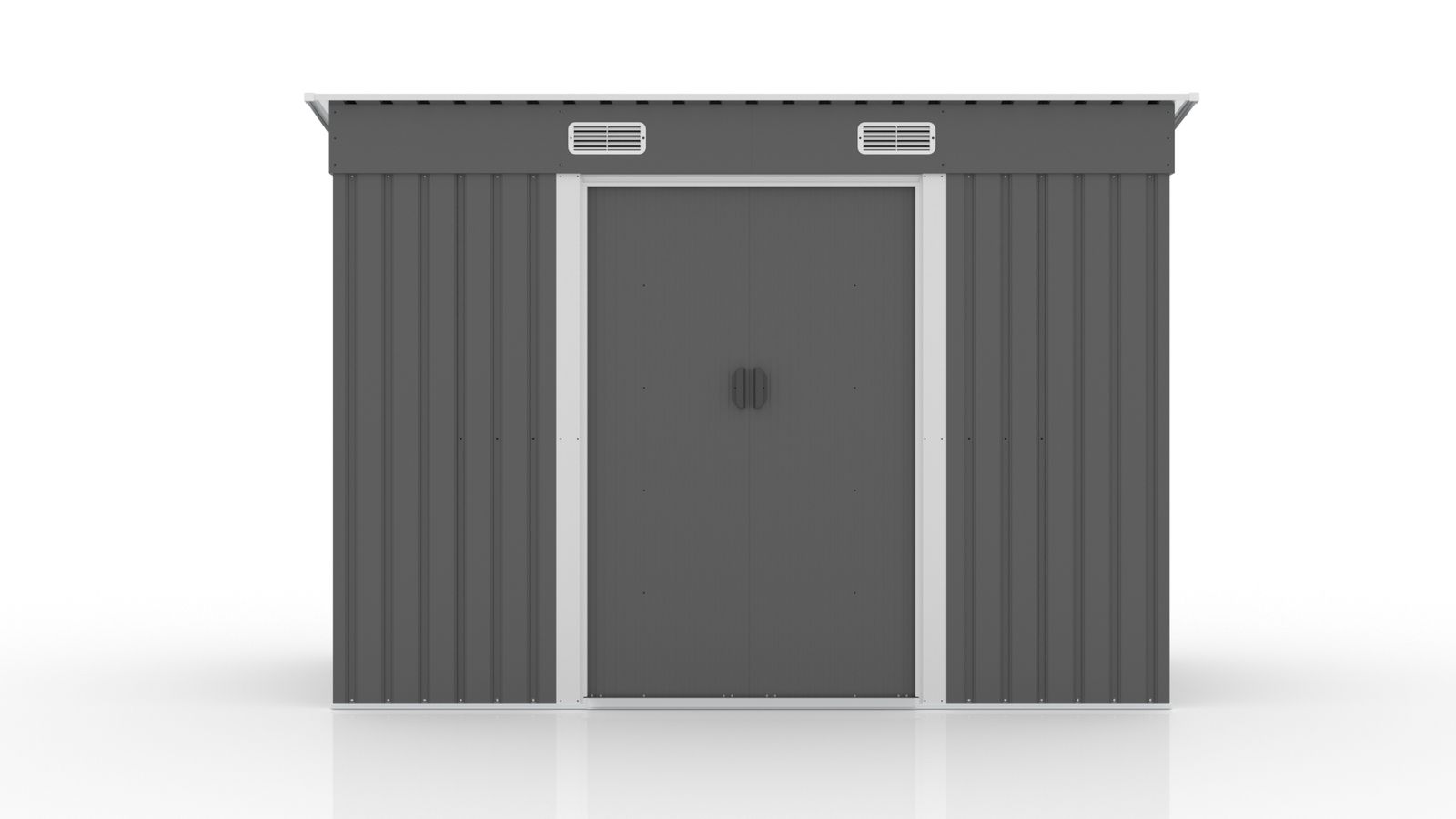 TYPE C グレー 物置 屋外 大型 倉庫 大型物置 戸外収納庫 物置 防水 耐侯 収納 ガーデン 庭 田畑 農場 頑丈 大容量 スチール 引き戸 補強フレーム付き 換気口付き 床なし