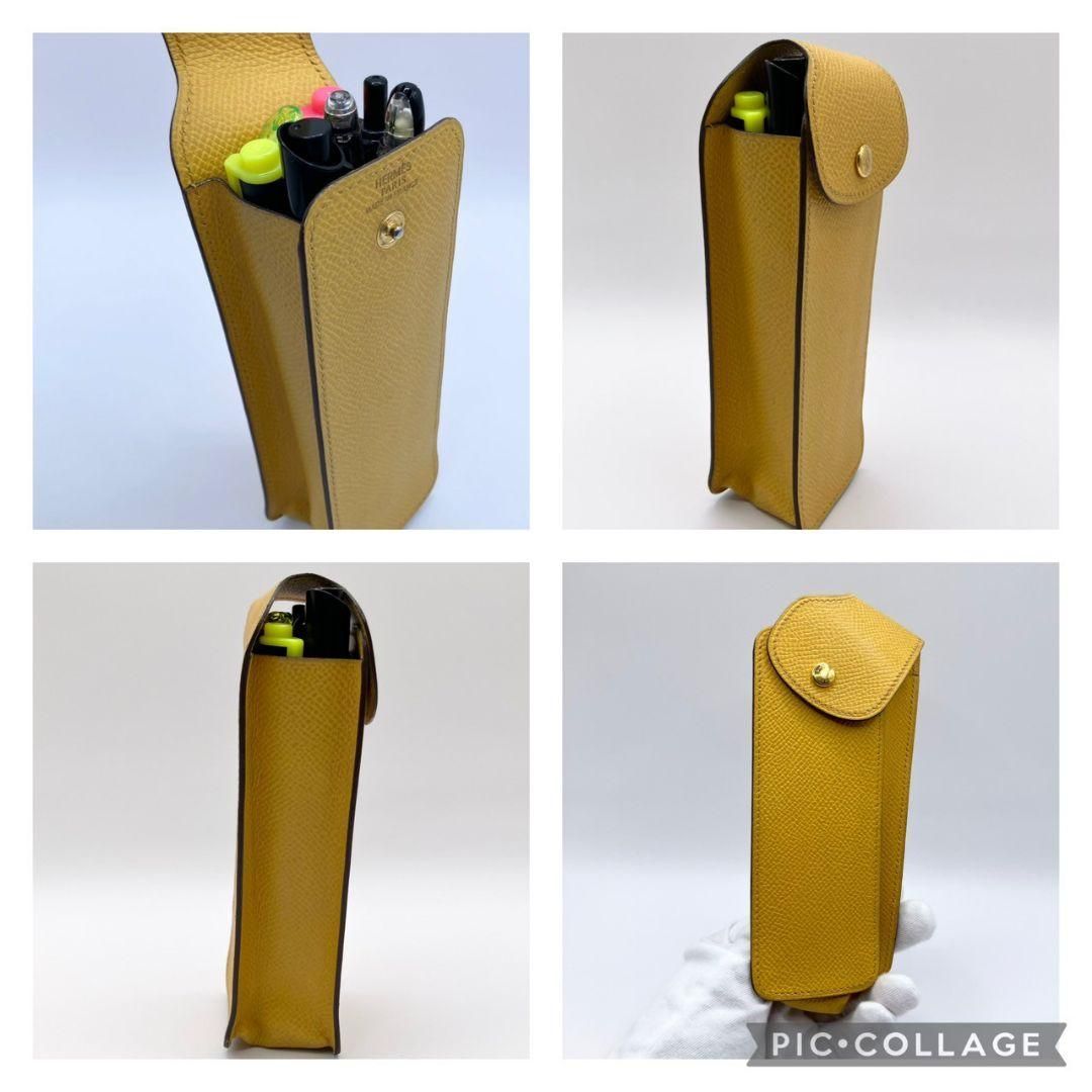 箱付き☆HERMES レザー ペンケース 筆記用具 イエロー エルメス - メルカリ