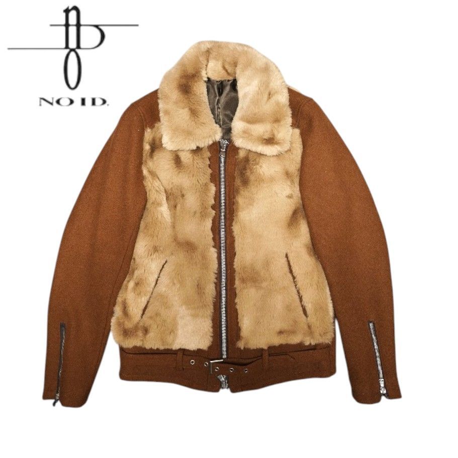 NO ID. BLACK ブラウン ファー ウール 切り替え シングルラーダース