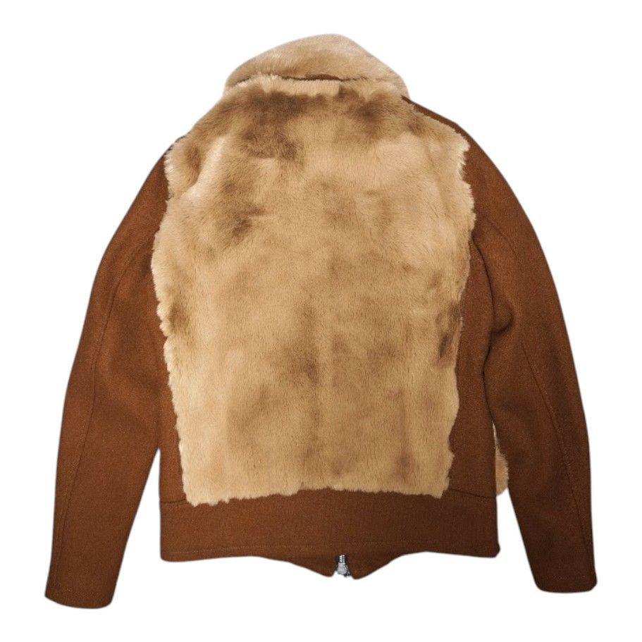 NO ID. BLACK ブラウン ファー ウール 切り替え シングルラーダース