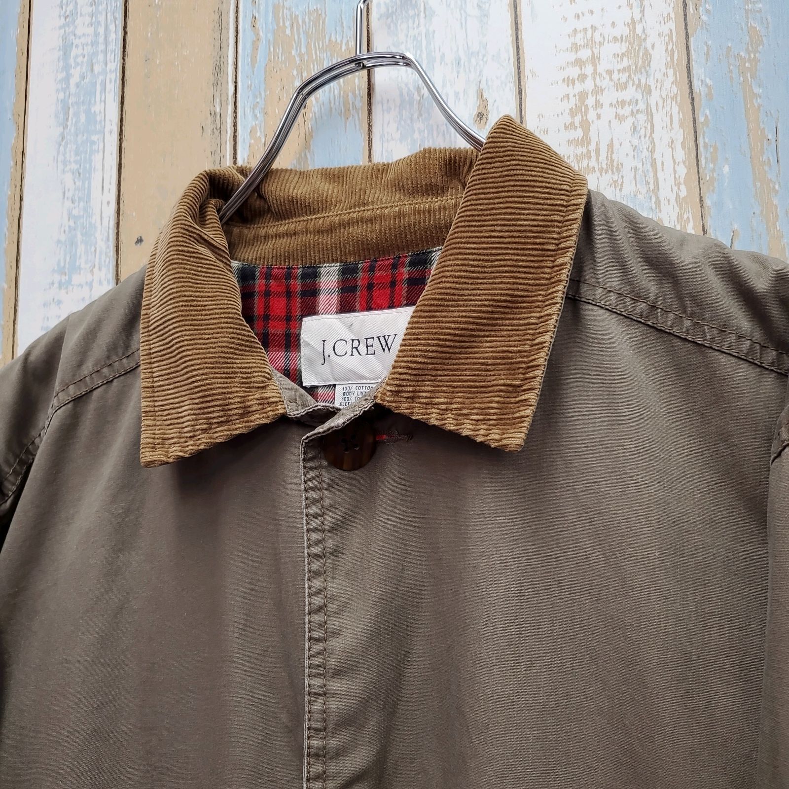 HB41☆ジェイクルー☆ハンティングジャケット☆襟元コーデュロイ☆ベージュ☆M HB41☆ジェイクルー☆ハンティングジャケット☆襟元コーデュロイ☆裏地