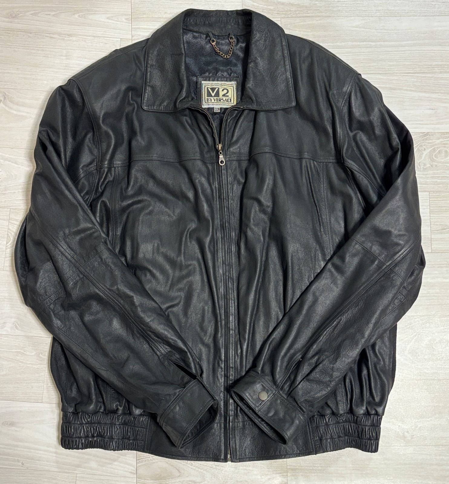 V2 BY VERSACE ヴェルサーチ レザージャケット ヴィンテージ 黒