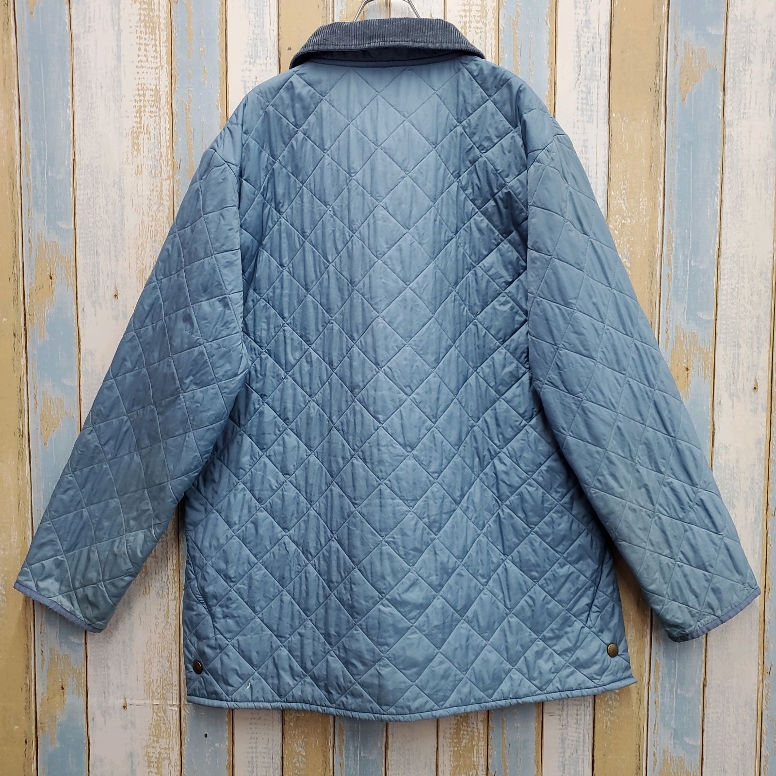 HB44☆バブアー☆キルティングジャケット☆襟元コーデュロイ☆刺繍ロゴ