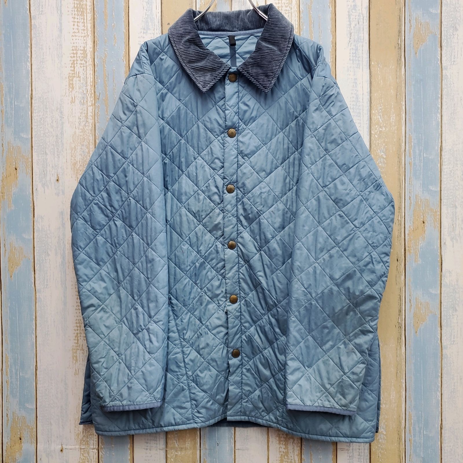 HB44☆バブアー☆キルティングジャケット☆襟元コーデュロイ☆刺繍ロゴ