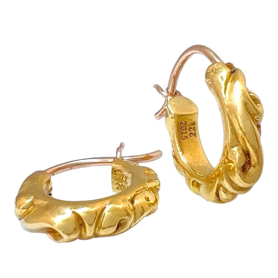 CHROME HEARTS クロムハーツ ピアス 22K タイニースクロール フープ YG