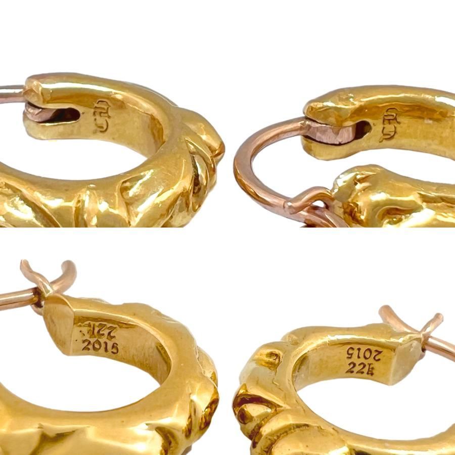 CHROME HEARTS クロムハーツ ピアス 22K タイニースクロール フープ YG