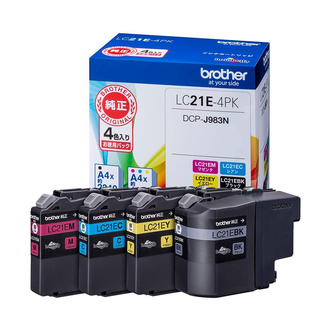 【brother純正】インクカートリッジ4色パック LC21E-4PK 対応型番:DCP-J983N 他 [単品]