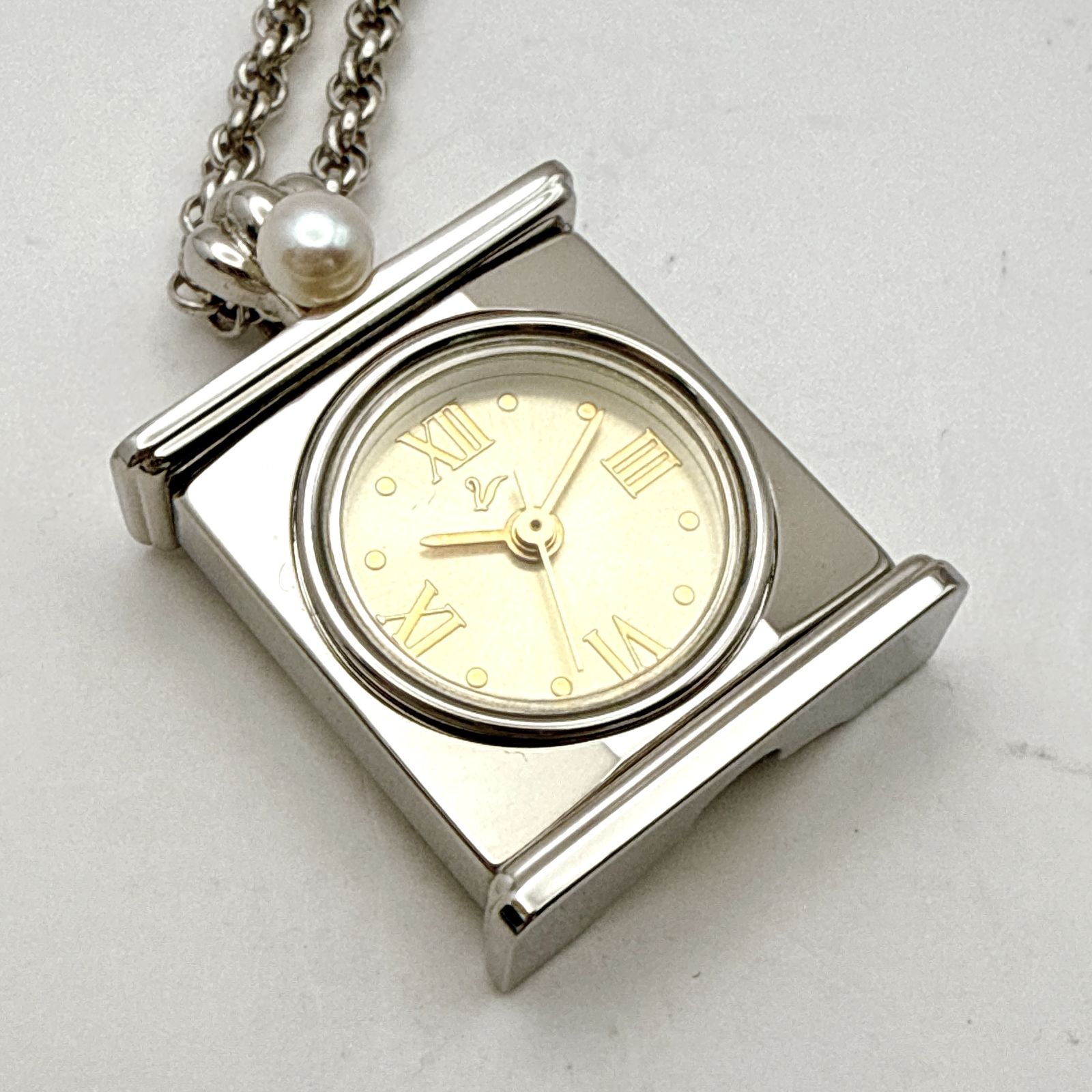 中古タサキ 田崎 TASAKI PEOPLE ネックレス ペンダントウォッチ ロゴ 