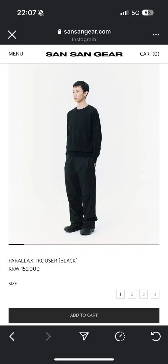 サンサンギアー PARALLAX TROUSER black 1