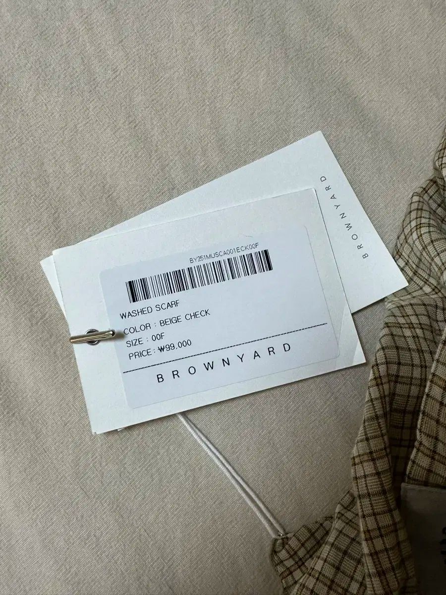  BROWNYARD ブラウンヤード ウォッシュド スカーフ ベージュ CHECK バンダナ スカーフ 小物