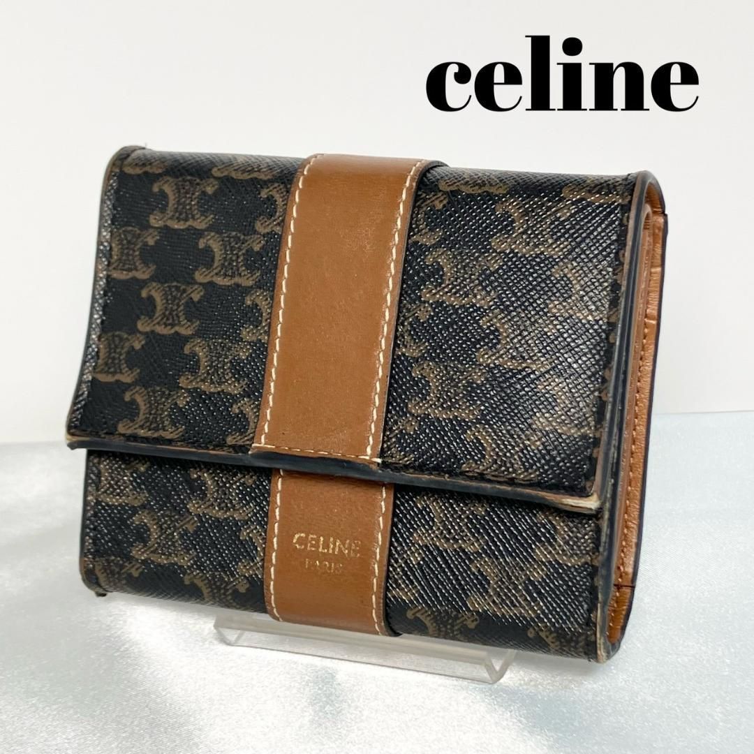 CELINE マカダム 三つ折り財布 トリオンフ セリーヌ ウォレット