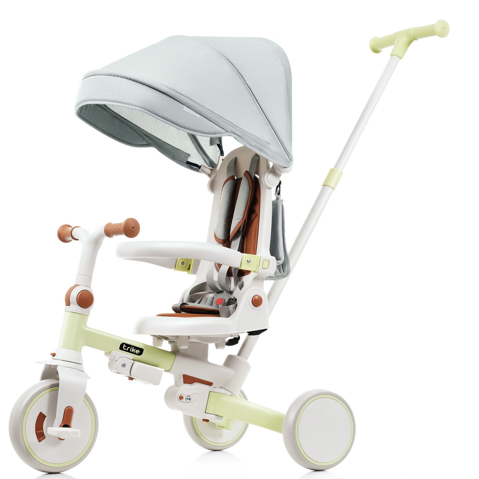 ライトグリーン 三輪車 子供用 折りたたみ 手押し かじとり 7 in 1 WAY 1歳 2歳 3歳 ランニングバイク 座面回転 自転車 おもちゃ 乗用玩具 幼児用 キッズバイク おしゃれ プレゼント お祝い ギフト 女の子 男の子