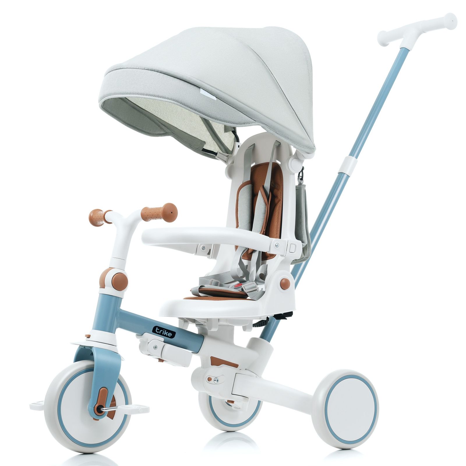 ブルー 三輪車 子供用三輪車 折りたたみ 手押し かじとり 7 in 1 WAY 1歳 2歳 3歳 ランニングバイク 座面回転 自転車 おもちゃ 乗用玩具 幼児用 キッズバイク おしゃれ プレゼント お祝い ギフト 女の子 男の子