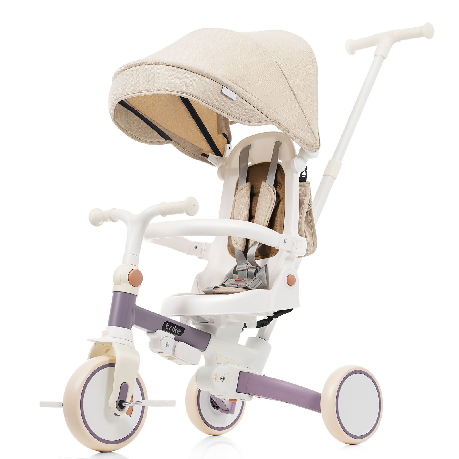 パープル 三輪車 子供用三輪車 折りたたみ 手押し かじとり 7 in 1 WAY 1歳 2歳 3歳 ランニングバイク 座面回転 自転車 おもちゃ 乗用玩具 幼児用 キッズバイク おしゃれ プレゼント お祝い ギフト 女の子 男の子