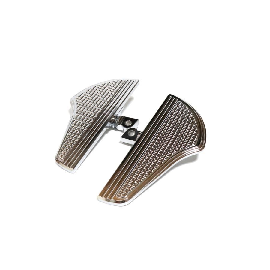 ハーレー アルミオス型フットボード 左右セット XL 883 N 1200 X FXSB FXST ダイナ ソフテイル スポーツスター メッキ