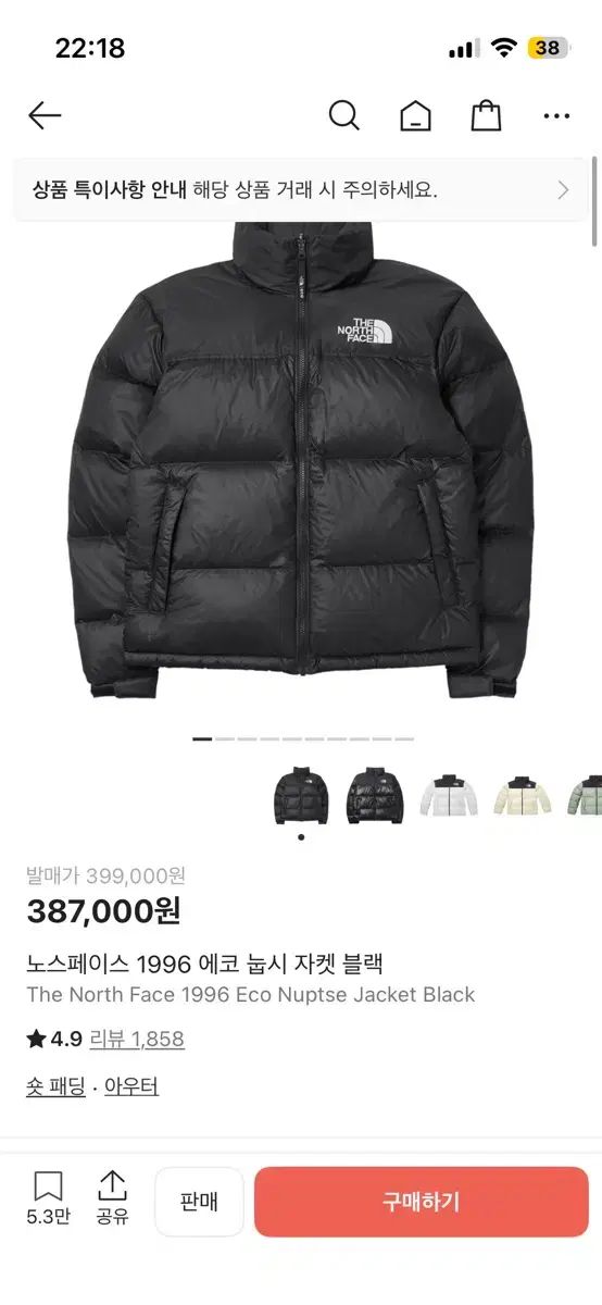 THE NORTH FACE 1996 エコー ヌプシ ジャケット ブラック XL