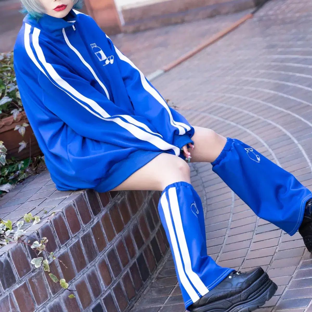 ACDC RAG エーシーディーシー ラグ 輸血ジャージ ズボン セット ブルー 輸血ジャージ サブカルチャー 地雷系 セットアップ