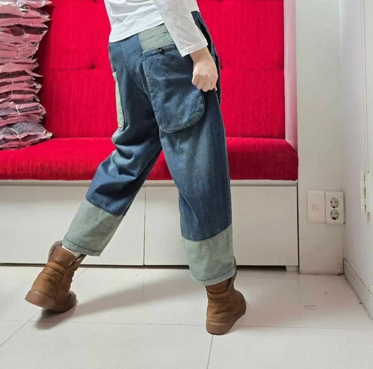  バギーフィット デニム 起毛 ワイド パンツ その他 デニム ジーンズ