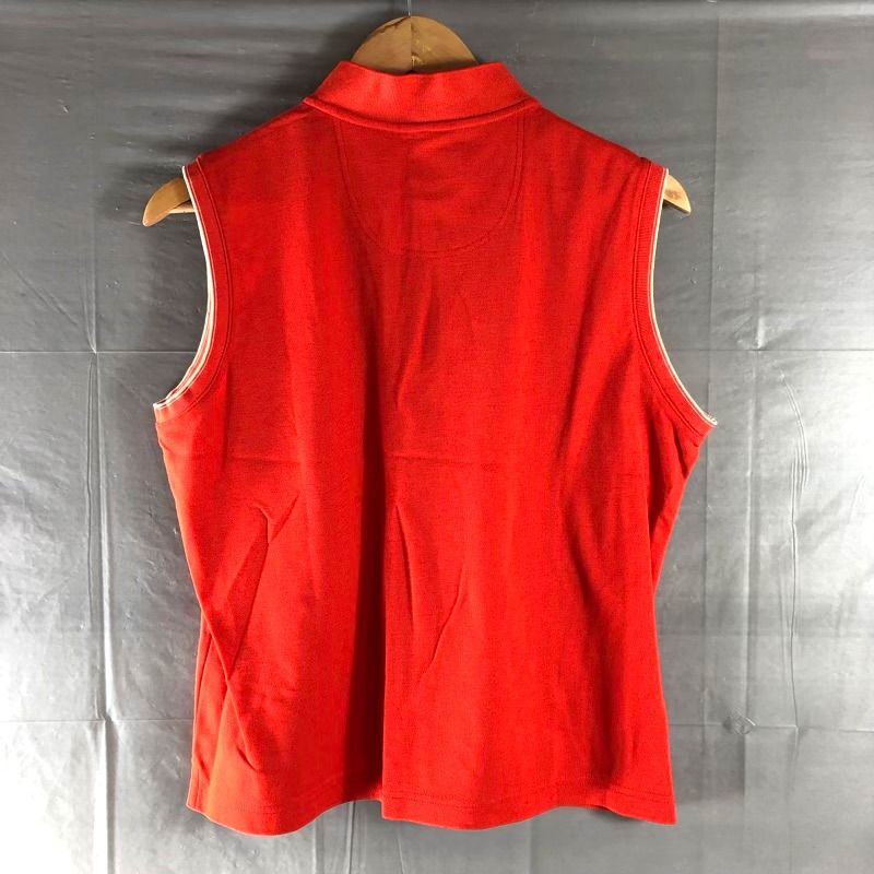 バーバリーゴルフ BURBERRY GOLF ポロシャツ ノースリーブ フロントジップ ロゴマーク オレンジ LLサイズ 942123