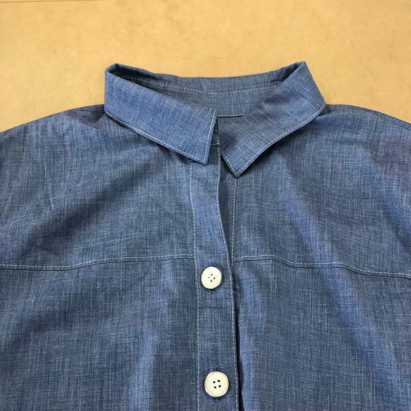  レリアン leilian チュニック シャツ 半袖 ボタン サイドポケット 青系 978871 その他 トップス