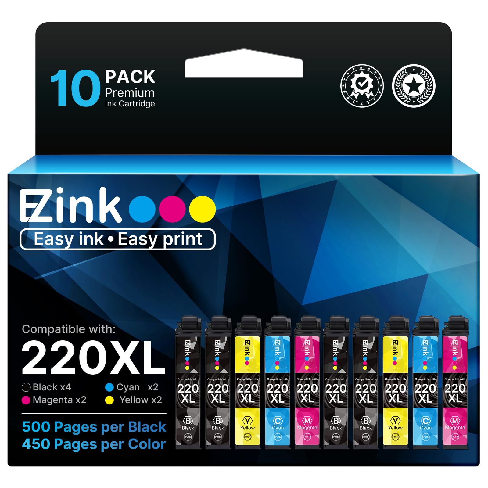 E-Z Ink イージーインク TM リサイクルインクカートリッジ Epson 220 XL 220XL T220XLの WF-2760 WF-2750 WF-2630 WF-2650 WF-2660 XP-320 XP-420 XP-424に対