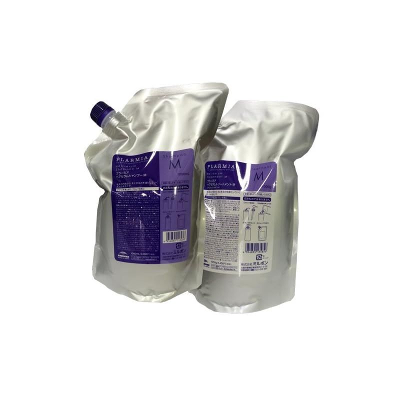 ミルボン MILBON プラーミア ヘアセラム シャンプーM＆トリートメントM 各1000 mL レフィルセット