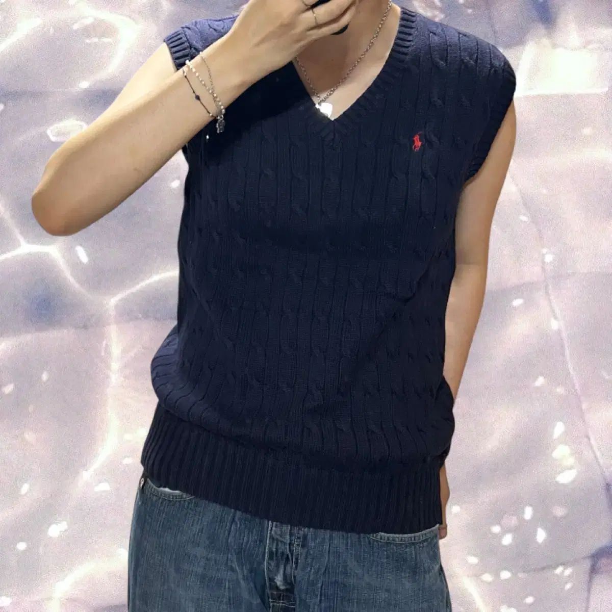 ポロ ラルフローレン ケーブル編み ニットベスト ベスト ネイビー