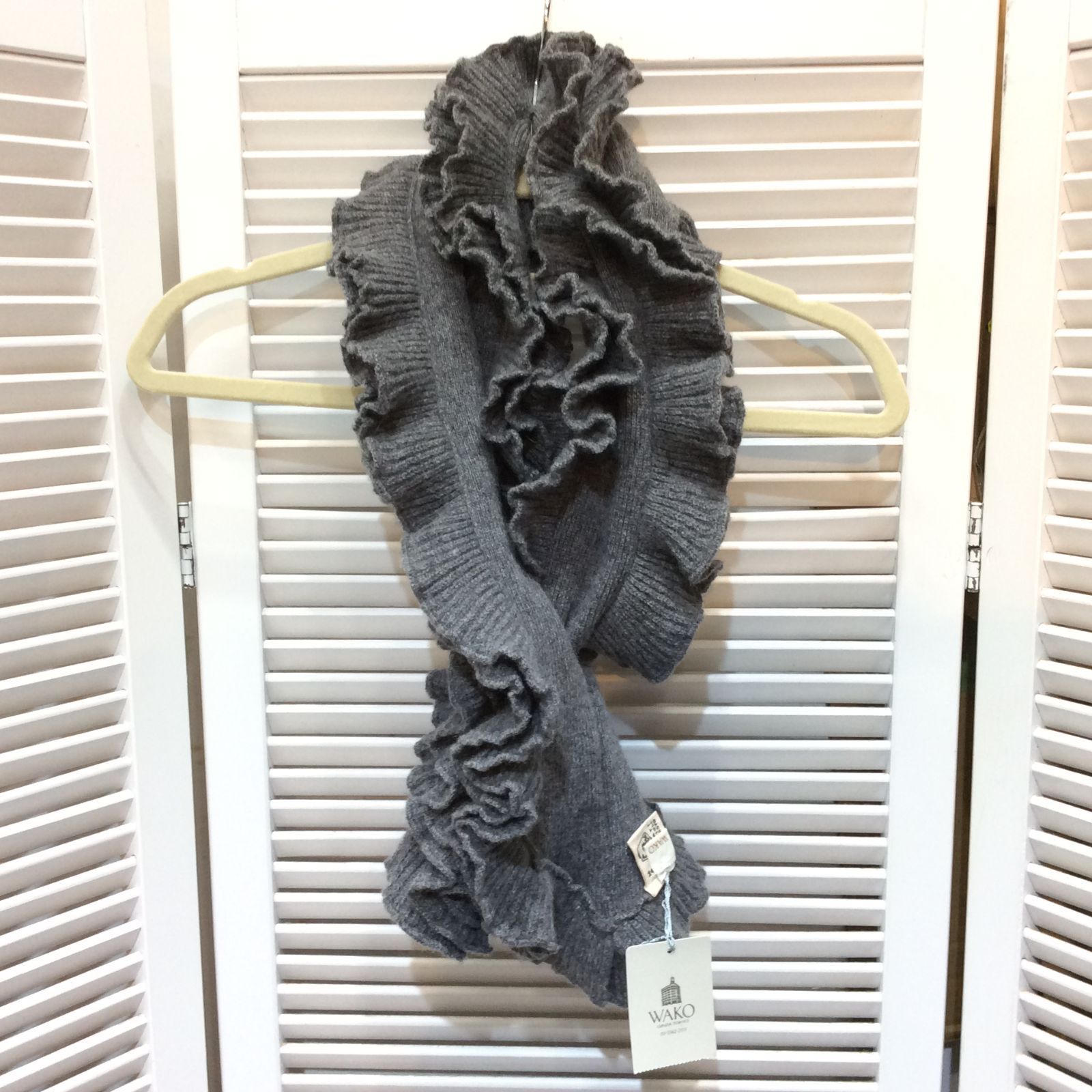 WAKO カシミヤマフラー グレー フリル 銀座和光