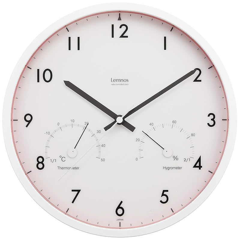 彡レムノス エアークロック 温湿度計付 電波時計 赤 LC09-11W RE レッド Air clock