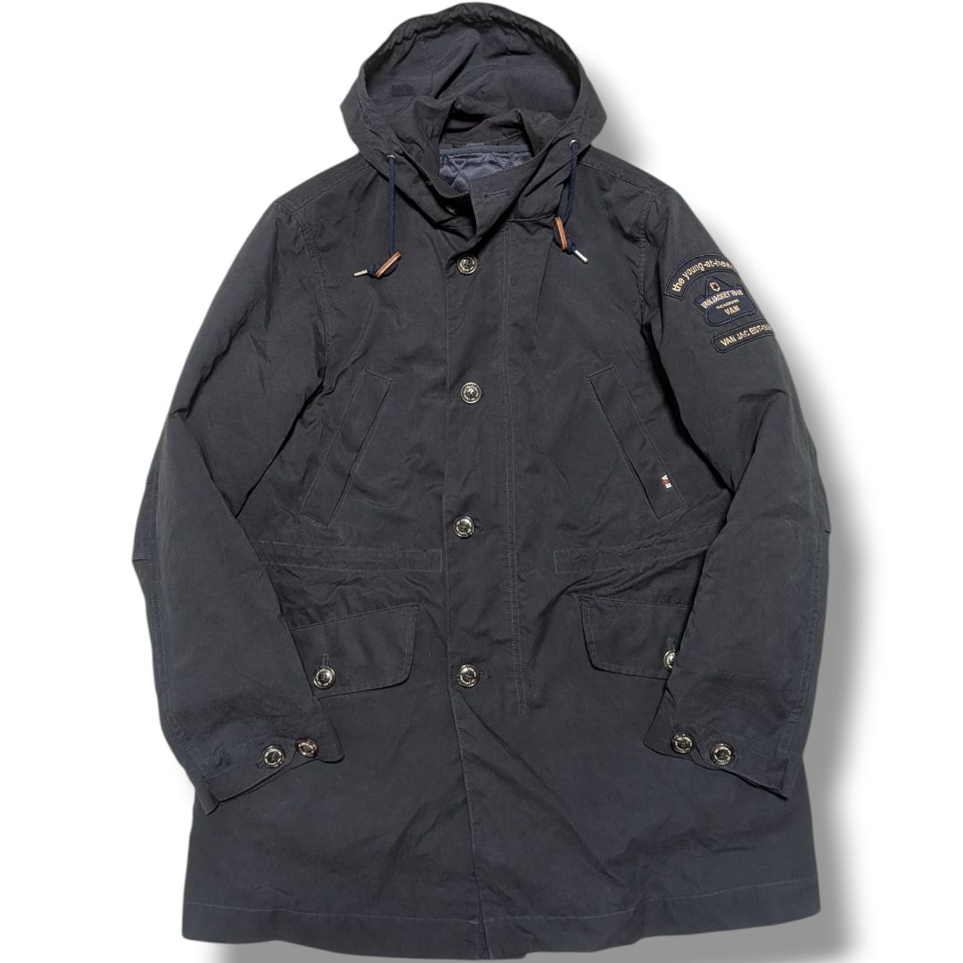 近年モデル 3way VAN JAC ヴァンヂャケット モッズコート M-51系 ミリタリー フード付き 中綿キルティングライナー付き フーデッドコート 黒系 L ワッペン 防寒 アウター メンズ