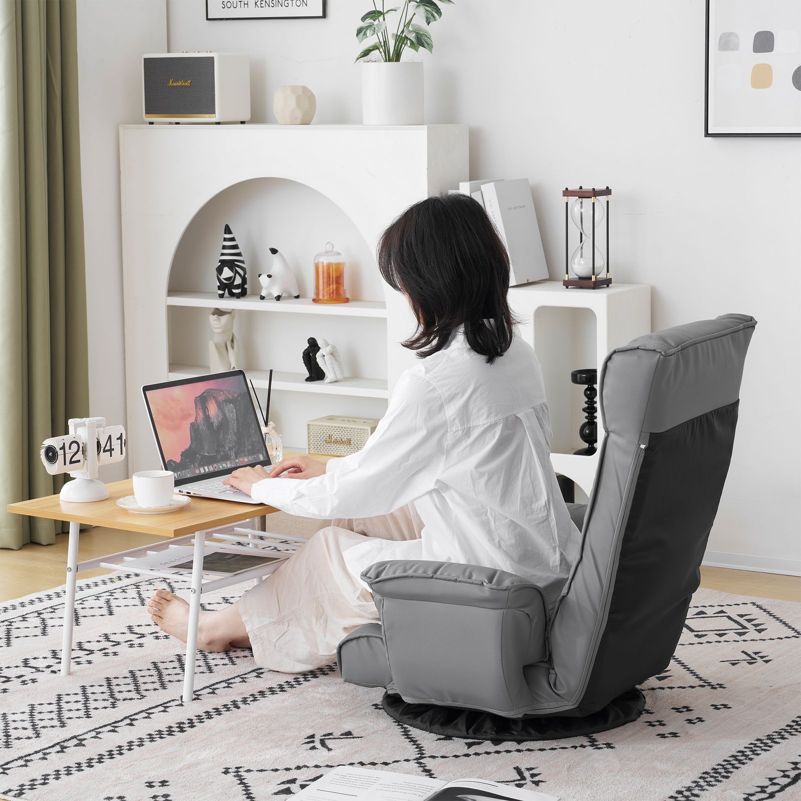 PUレザー回転式座椅子肘掛けハイバック座いす1人掛けソファー レザー