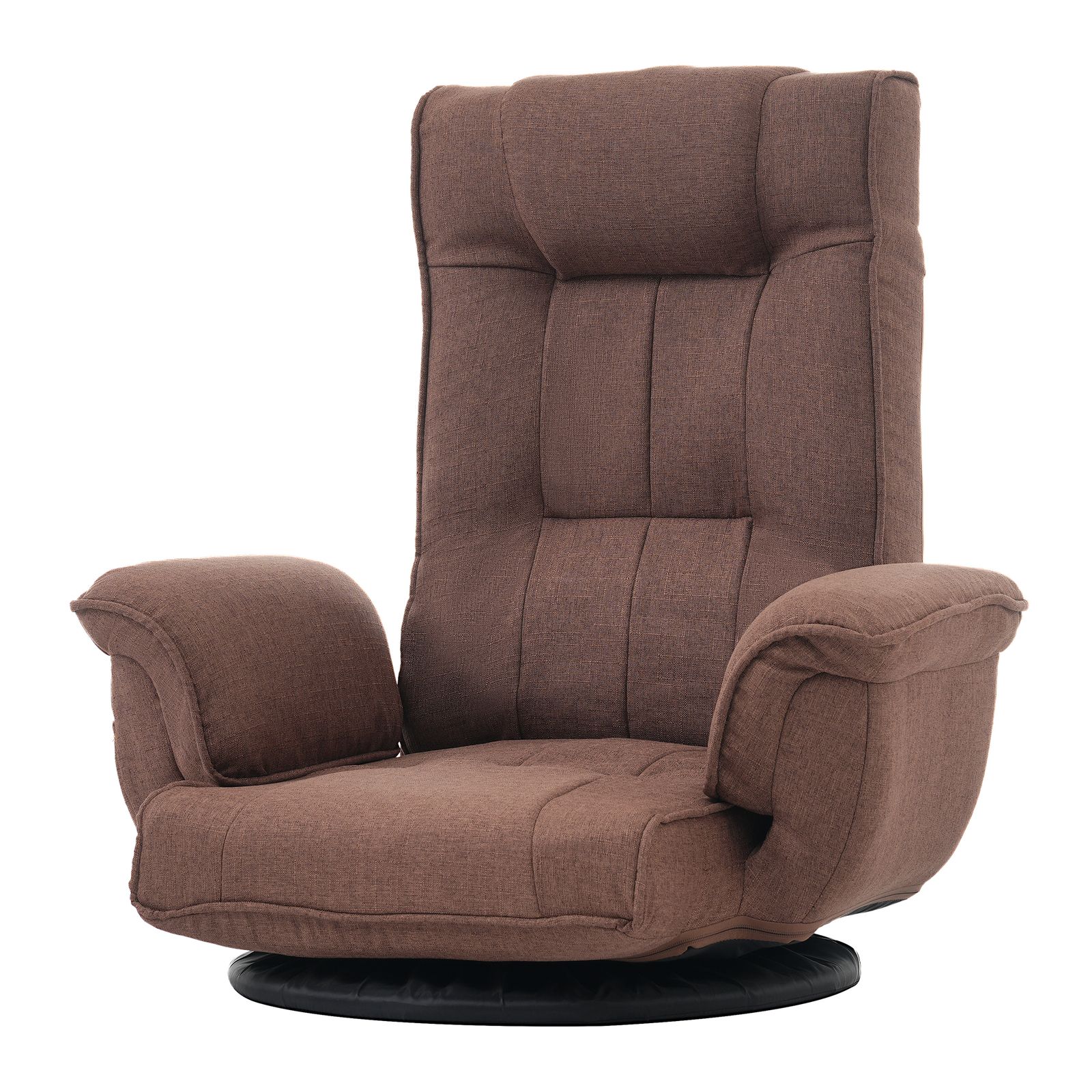 回転式座椅子 肘掛け ハイバック 座いす リクライニング 1人掛けソファー フロア ソファー リラックスチェア 折りたたみ リクライニングチェアー ファブリック 座イス おしゃれ 椅子 チェアー いす ブラウン