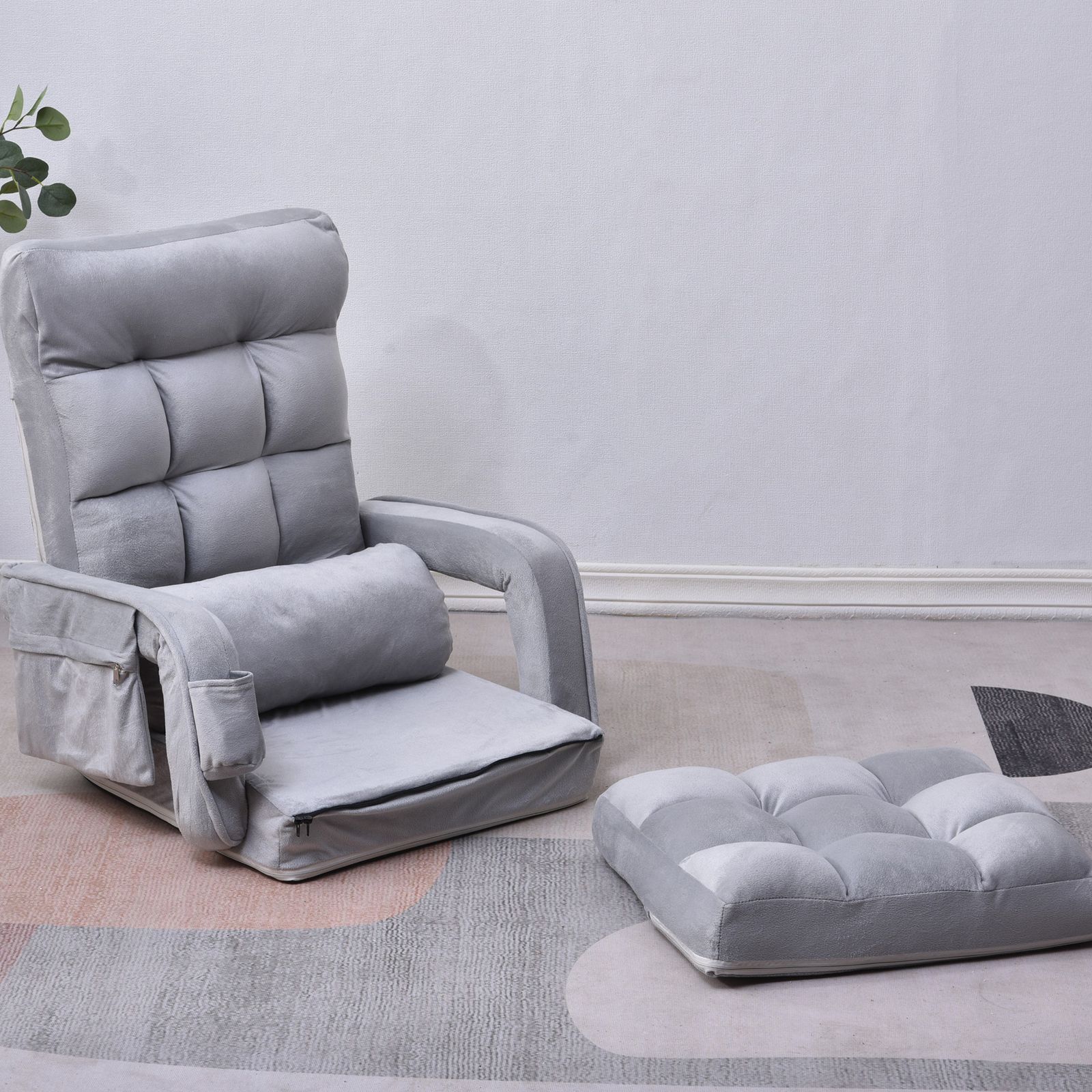 座椅子 リクライニング 14段ギア リクライニングチェアー ファブリック