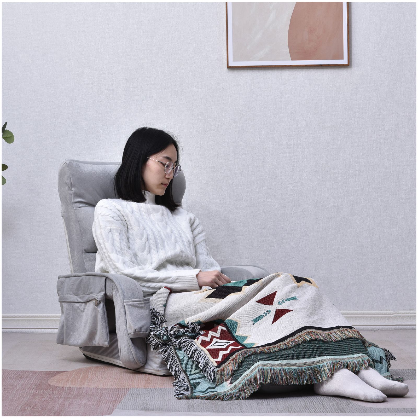 座椅子 リクライニング 14段ギア リクライニングチェアー ファブリック