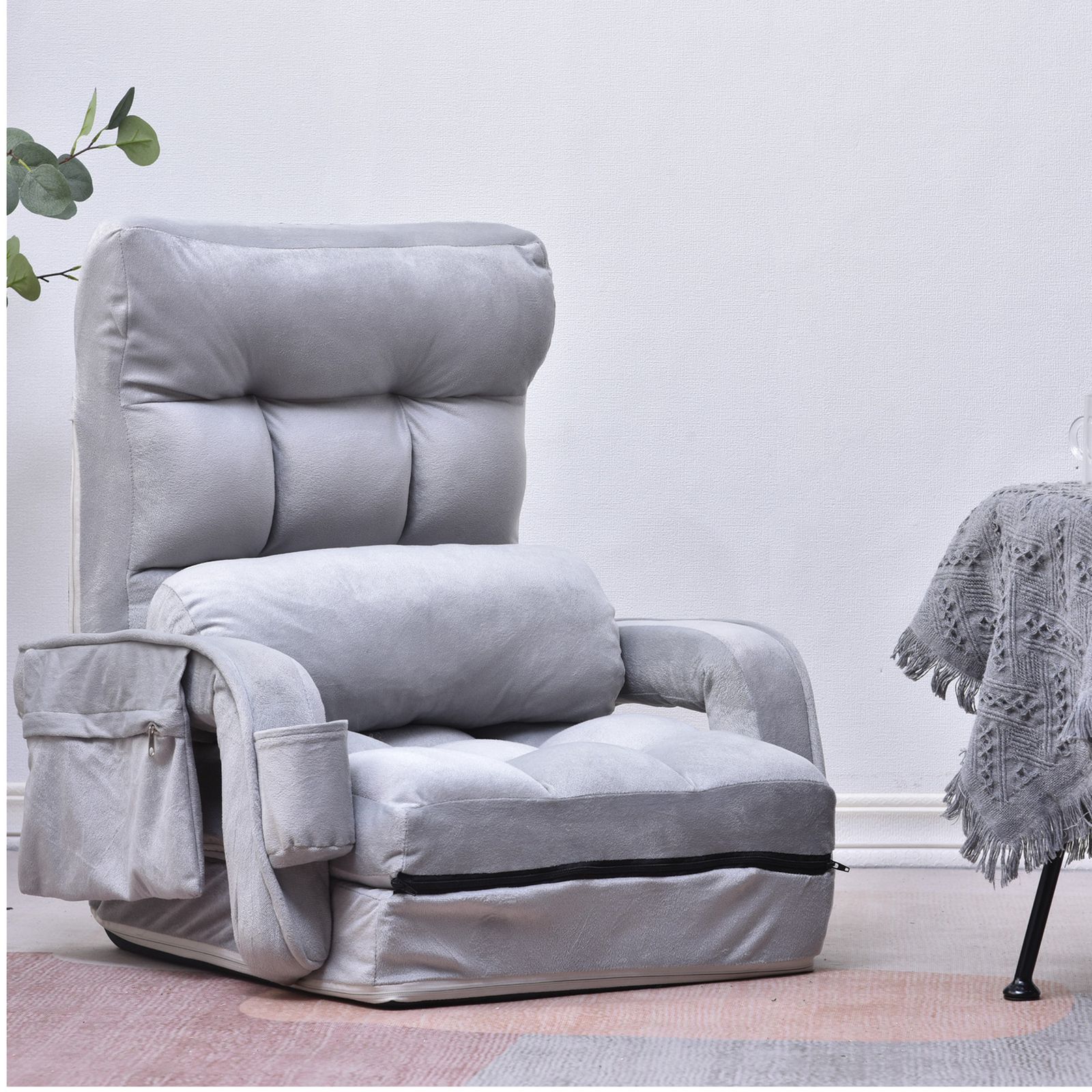 座椅子 リクライニング 14段ギア リクライニングチェアー ファブリック