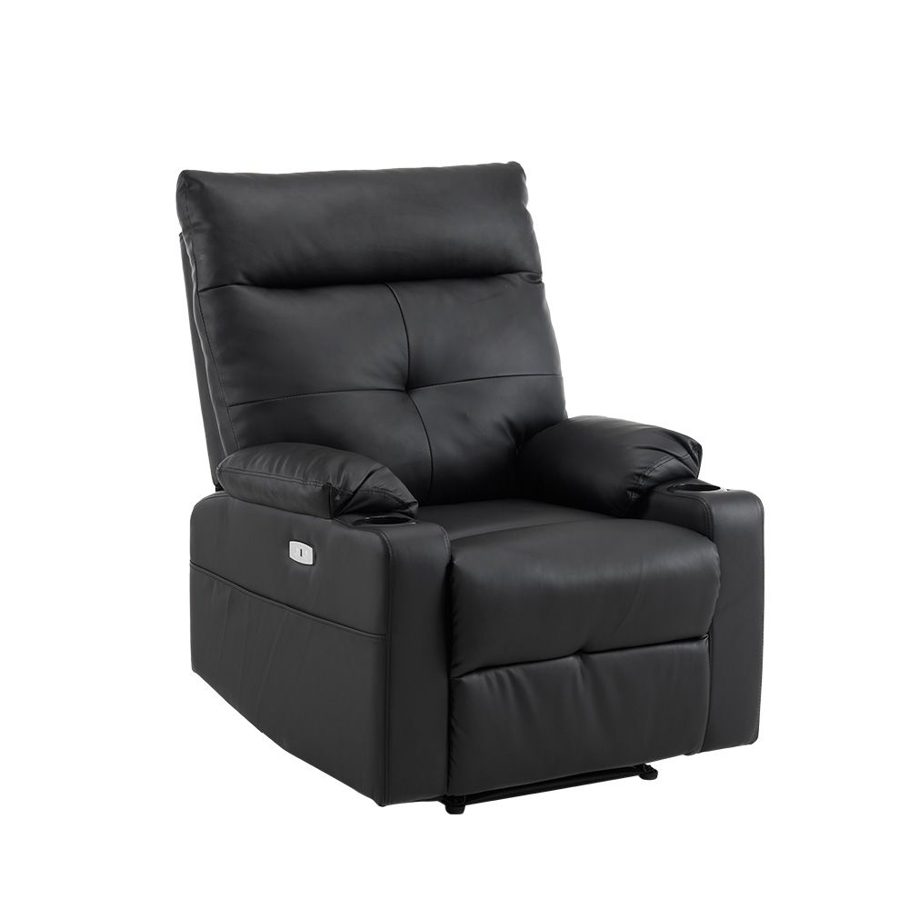 リクライニングソファー 電動 リクライニングソファ 振動機能付き オットマン一体型 1人掛け USBポート付き 電動ソファ モーションソファー 耐圧分散 電動ソファー スマホ充電可 リクライニングチェア ブラック