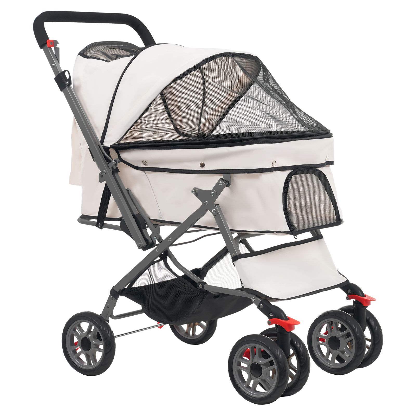 ペットカート 対面式 折りたたみ 多頭 中型犬 小型犬 猫 2 way 軽量 組立簡単 工具不要 介護用 ドッグカート ペットバギー 犬 動物 ペット用品 ベージュ